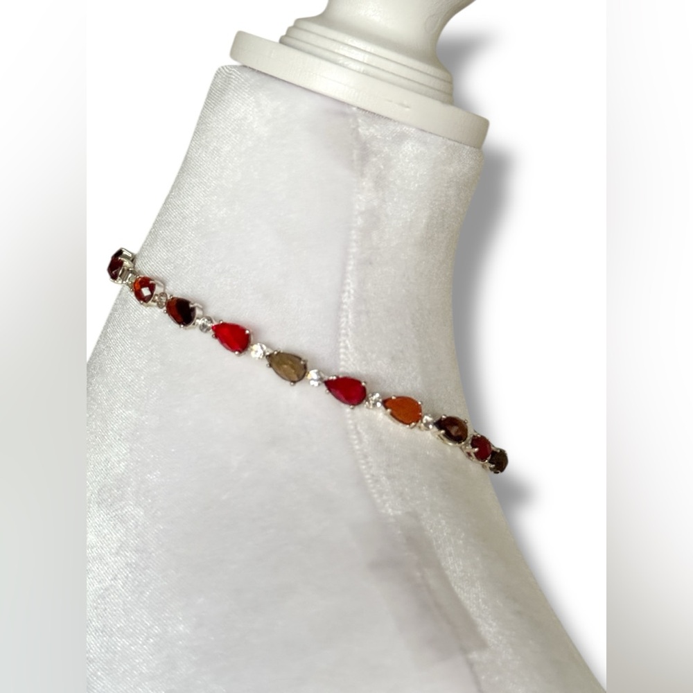 Multicolor Crystal Statement Necklace Red Orange … - image 7